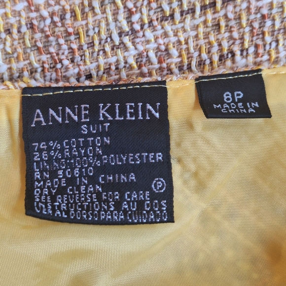 Vintage Anne Klein Tweed Fringe Hem Textured Academia Skirt Suit Set Womens 8P - Picture 2 of 11